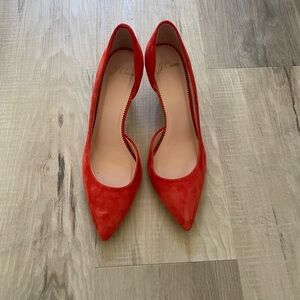 J. Crew Red Suede Pointed Pumps